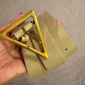 Brass diamond buckle tan belt